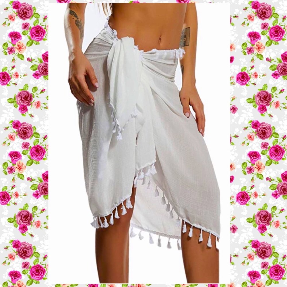 Semi-Sheer Short Skirt Cover-Up in White⛱